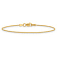 14K Yellow Gold 1.2 mm Polished Chain Anklet, Solid