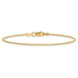 14K Yellow Gold 1.2 mm Polished Chain Anklet, Solid