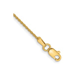 14K Yellow Gold 1.2 mm Polished Chain Anklet, Solid detail view