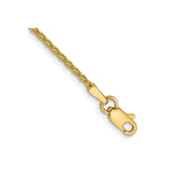 14K Yellow Gold 1.5 mm Polished Chain Anklet, Solid