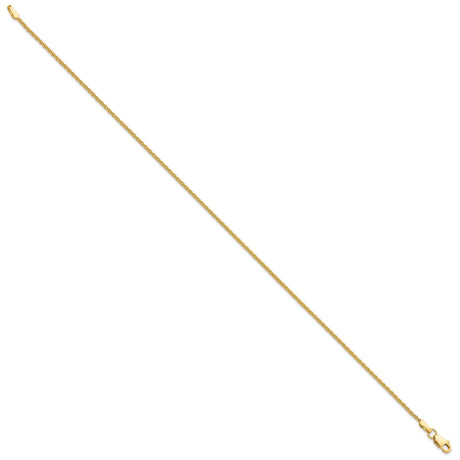 14K Yellow Gold 1.5 mm Polished Chain Anklet, Solid alternate angle