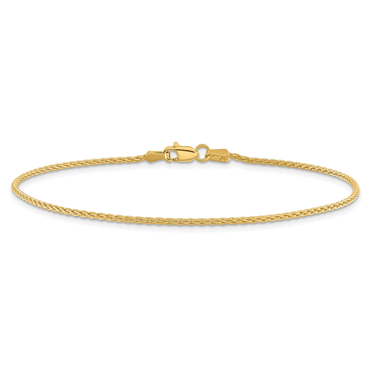 14K Yellow Gold 1.5 mm Polished Chain Bracelet, Solid detail view