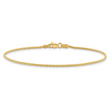 14K Yellow Gold 1.5 mm Polished Chain Bracelet, Solid detail view