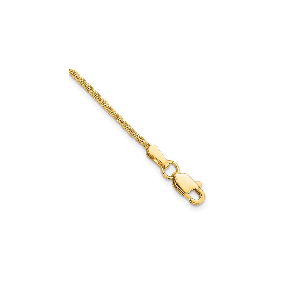 14K Yellow Gold 1.5 mm Polished Chain Anklet, Solid detail view