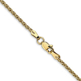 14K Yellow Gold 1.75 mm Polished Chain Necklace, Solid alternate angle