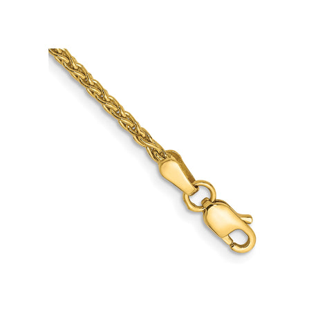 14K Yellow Gold 1.75 mm Polished Chain Anklet, Solid