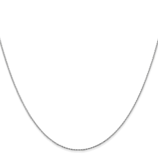 14K White Gold 0.8 mm Polished Chain Necklace, Solid