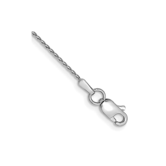 14K White Gold 0.8 mm Polished Chain Anklet, Solid
