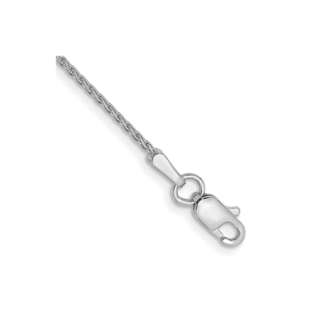 14K White Gold 1 mm Polished Chain Anklet, Solid