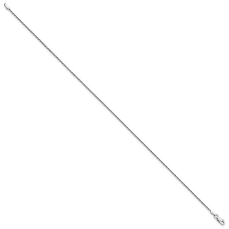 14K White Gold 1.5 mm Polished Chain Anklet, Solid