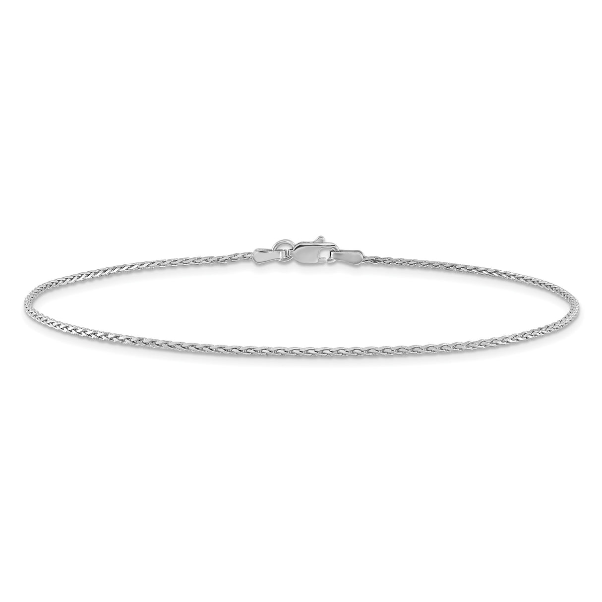 14K White Gold 1.5 mm Polished Chain Anklet, Solid alternate angle
