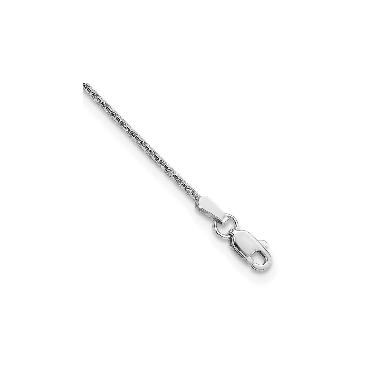 14K White Gold 1.5 mm Polished Chain Anklet, Solid detail view