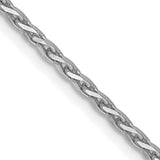 14K White Gold 1.6 mm Polished Chain Necklace, Solid detail view