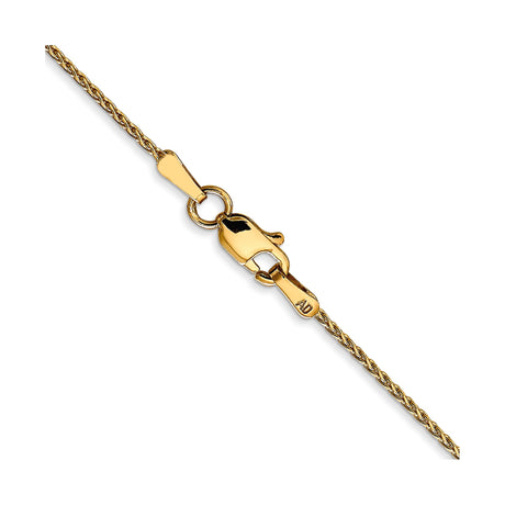 14K Yellow Gold 1 mm Polished Chain Necklace, Solid alternate angle