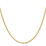 14K Yellow Gold 1.6 mm Polished Chain Necklace, Solid