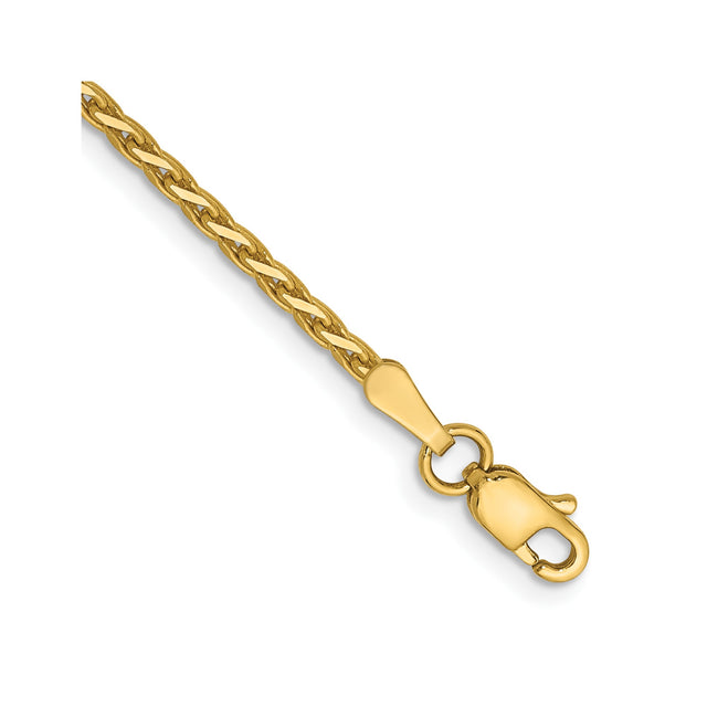 14K Yellow Gold 1.6 mm Polished Chain Bracelet, Solid