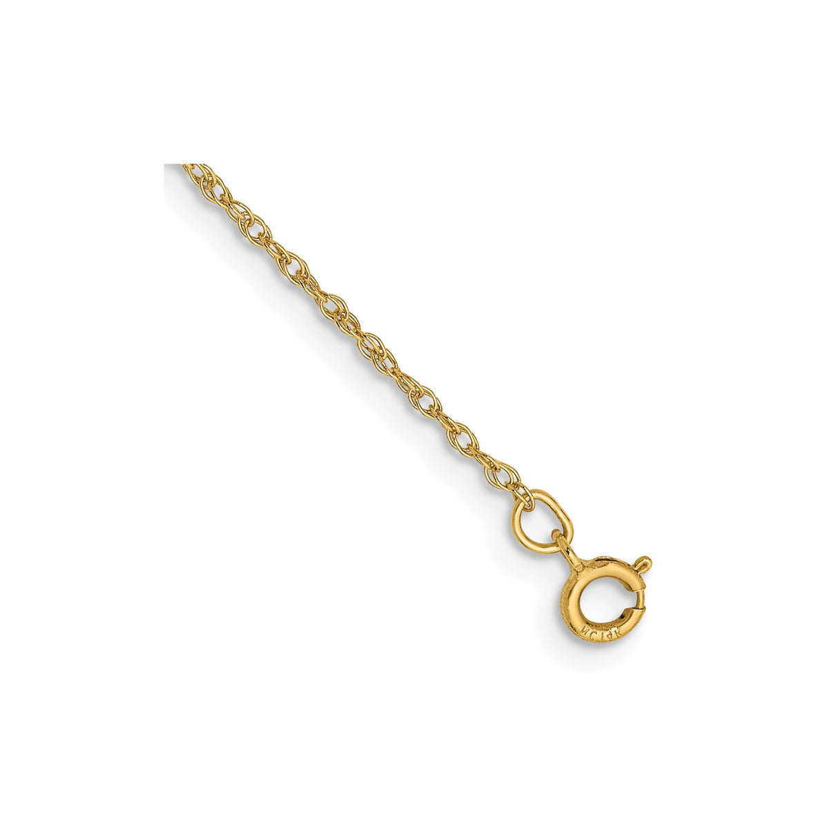 14K Yellow Gold 0.8 mm Rope Chain Bracelet, Polished