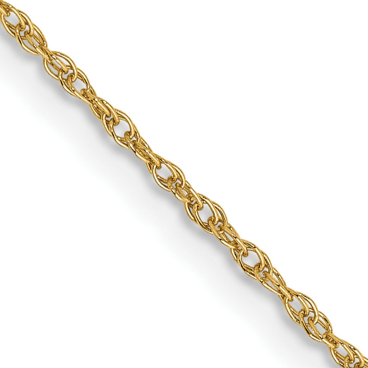 14K Yellow Gold 0.8 mm Rope Chain Necklace, Polished detail view