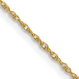 14K Yellow Gold 0.8 mm Rope Chain Necklace, Polished detail view