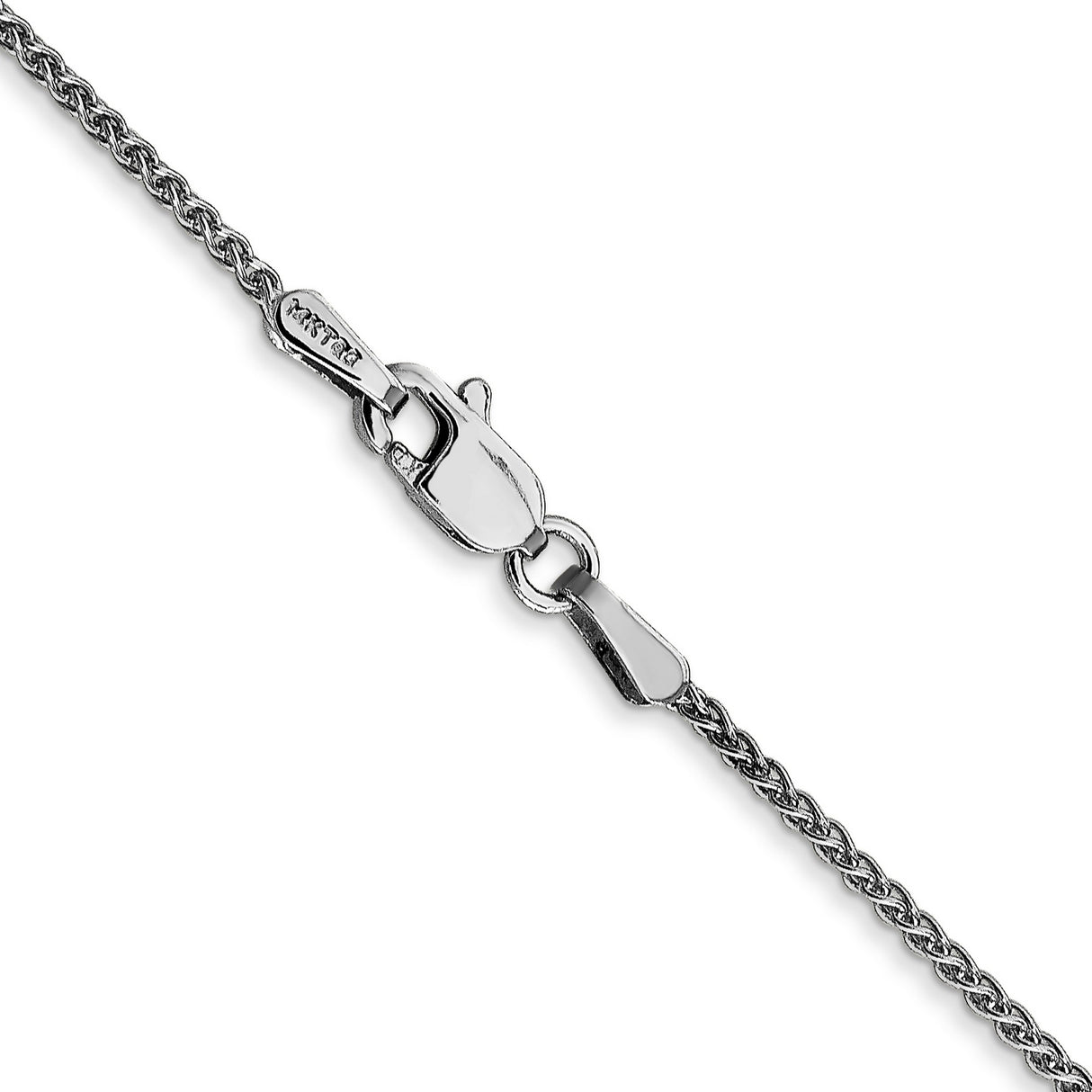 14K White Gold 1.25 mm Polished Chain Necklace, Solid alternate angle