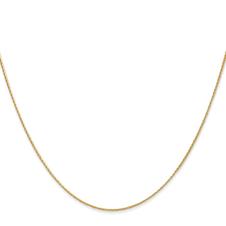 14K Yellow Gold 0.7 mm Polished Chain Necklace, Solid