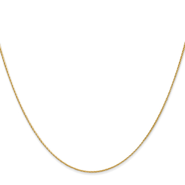 14K Yellow Gold 0.7 mm Polished Chain Necklace, Solid