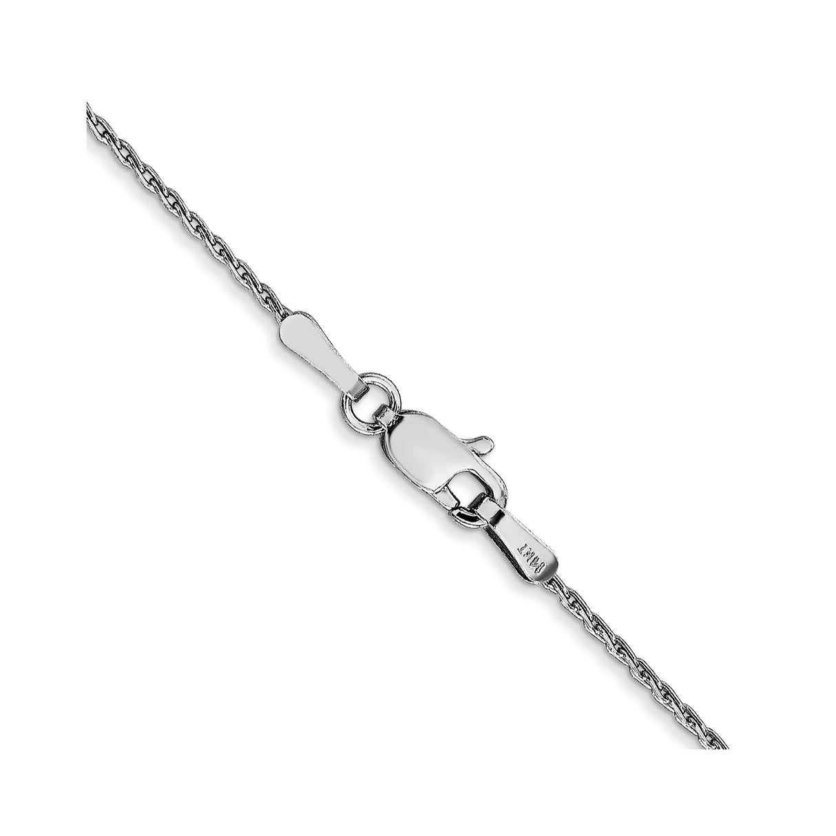 14K White Gold 1 mm Polished Chain Necklace, Solid alternate angle