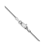 14K White Gold 1 mm Polished Chain Necklace, Solid alternate angle