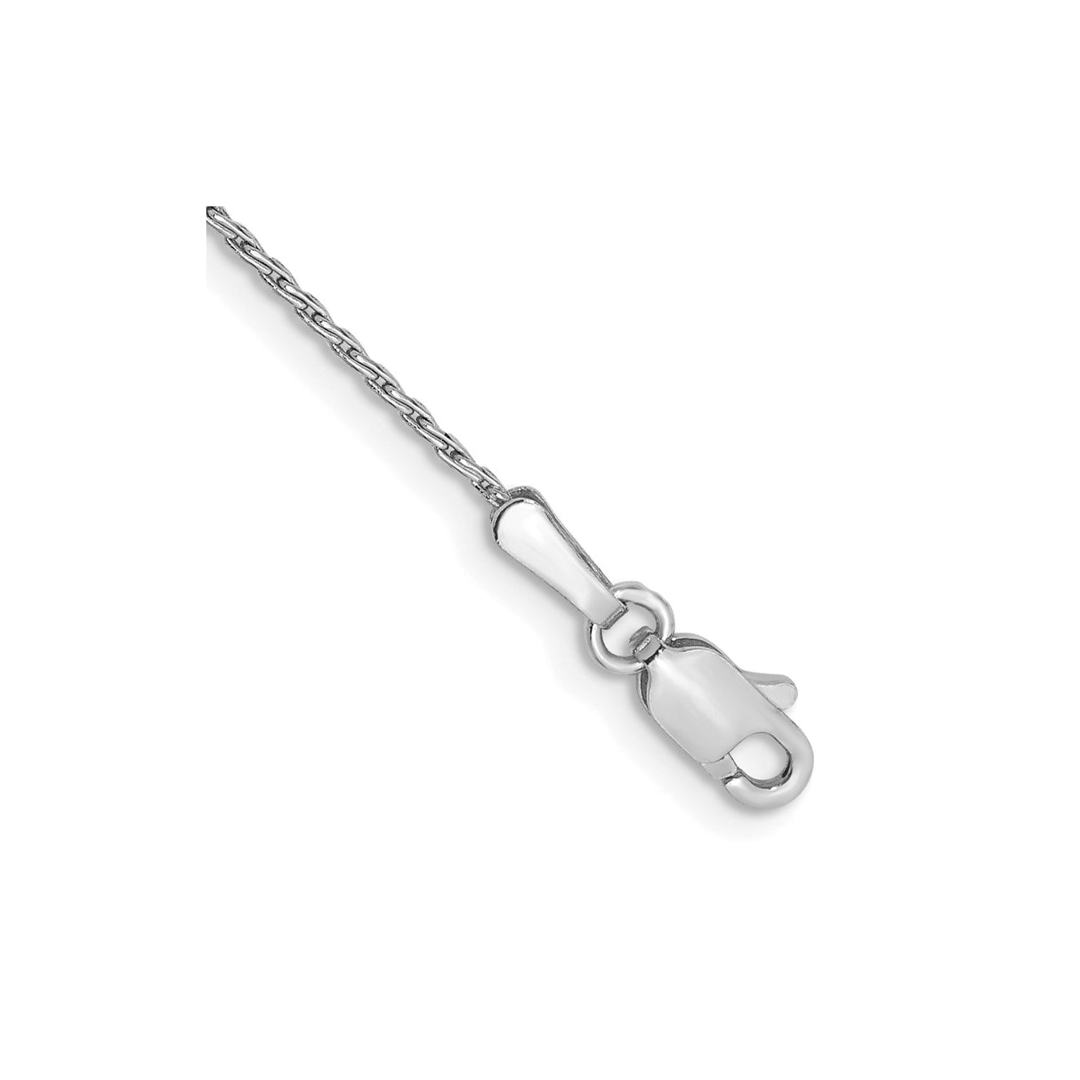 14K White Gold 1 mm Polished Chain Bracelet, Solid