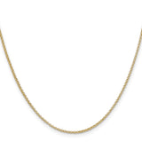 14K Yellow Gold 1.55 mm Polished Chain Necklace, Solid