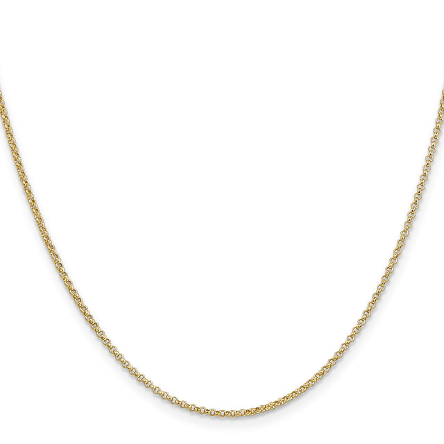 14K Yellow Gold 1.55 mm Polished Chain Necklace, Solid