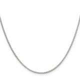 14K White Gold 1.55 mm Polished Chain Necklace, Solid