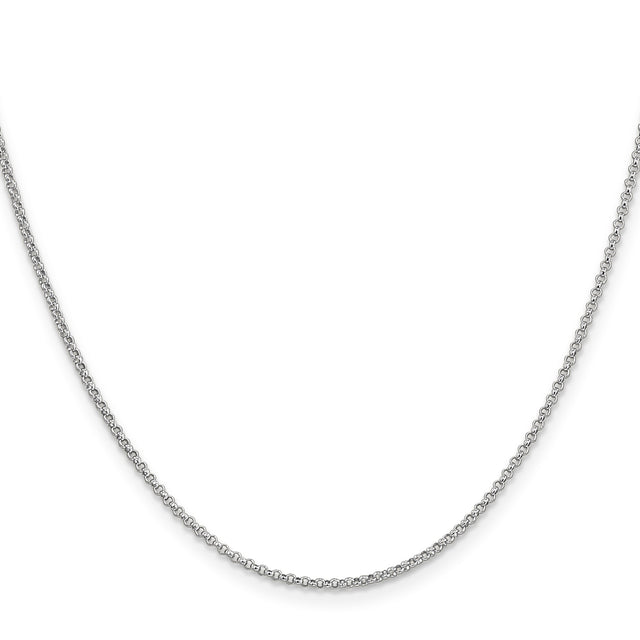 14K White Gold 1.55 mm Polished Chain Necklace, Solid