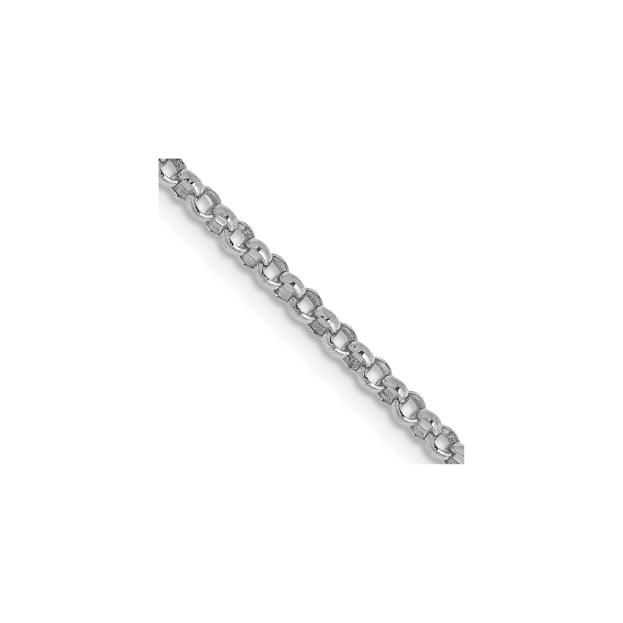 14K White Gold 1.55 mm Polished Chain Necklace, Solid detail view