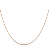 14K Rose Gold 0.5 mm Rope Chain Necklace, Polished