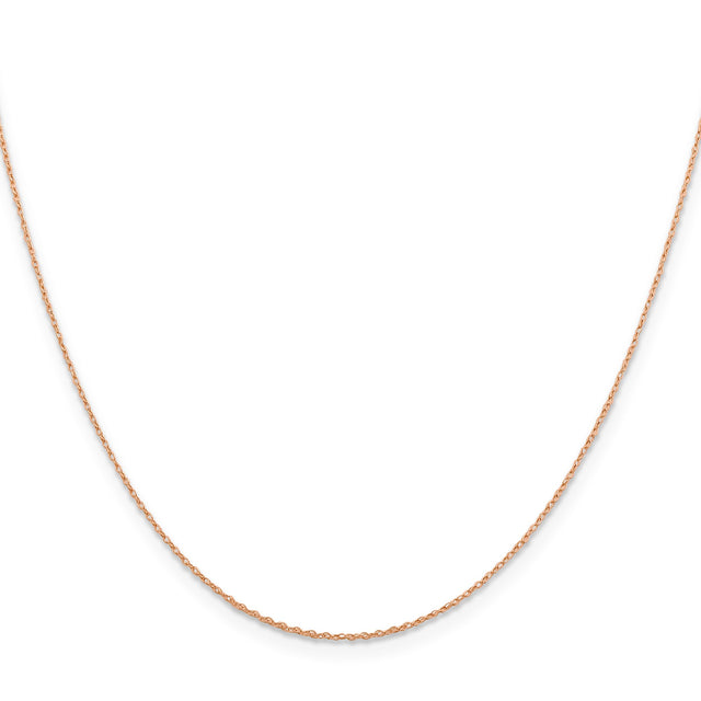 14K Rose Gold 0.5 mm Rope Chain Necklace, Polished