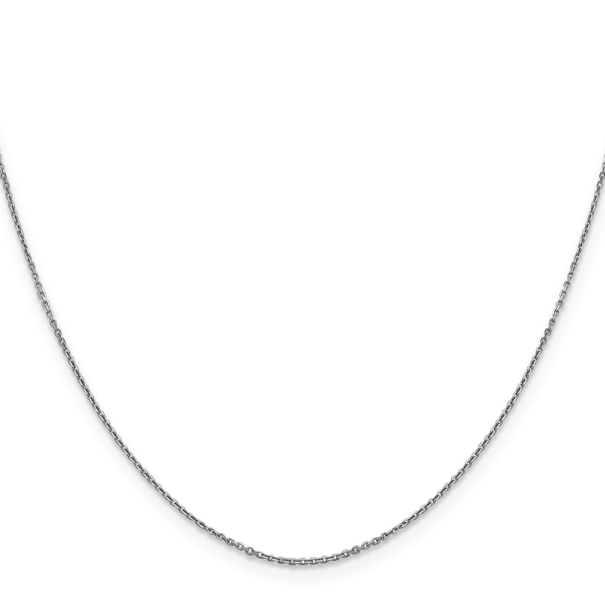 14K White Gold 0.9 mm Polished Chain Necklace, Solid
