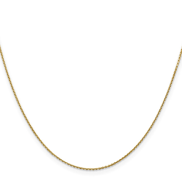 14K Yellow Gold 0.9 mm Polished Chain Necklace, Solid