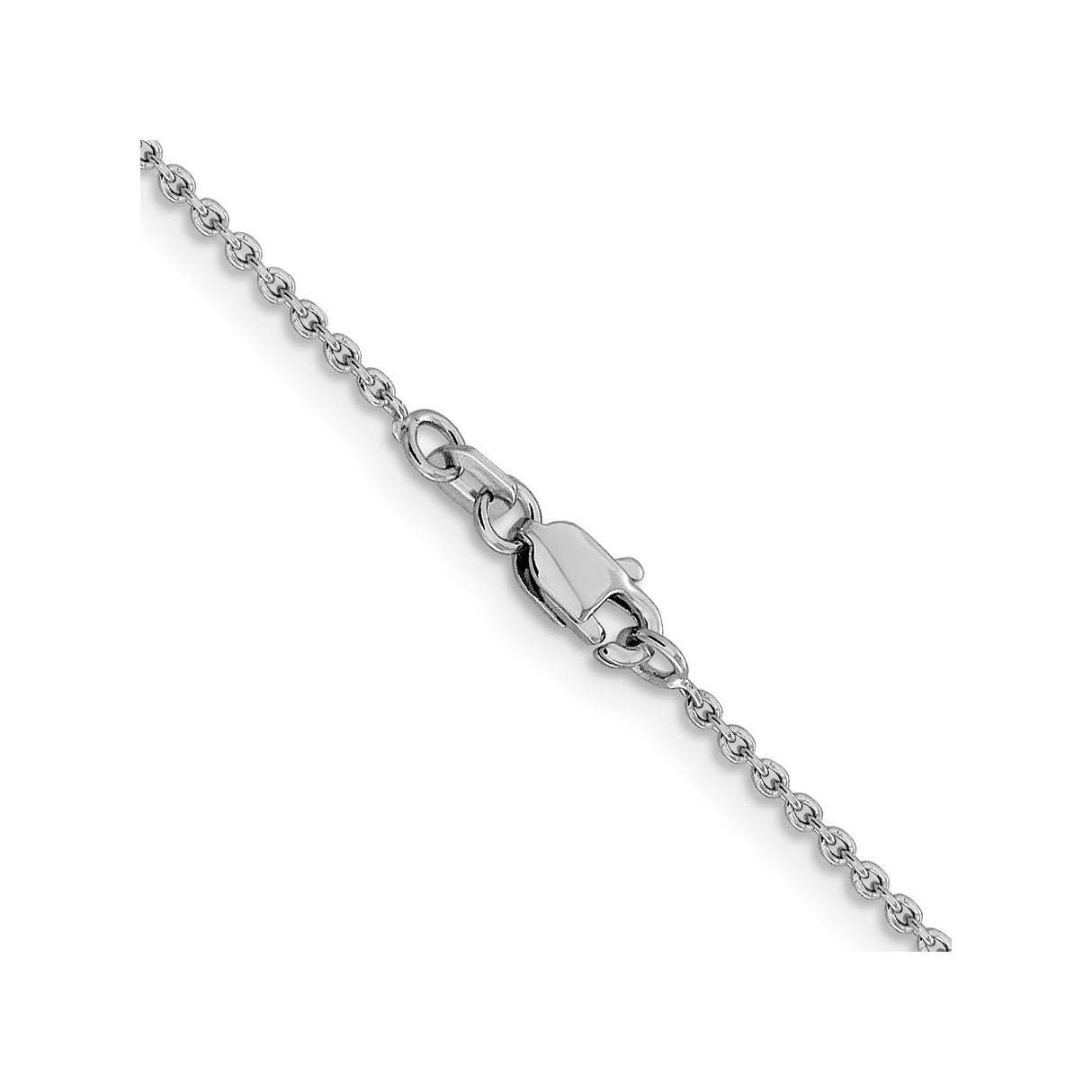 14K White Gold 1.4 mm Polished Chain Necklace, Solid alternate angle