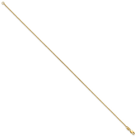 14K Yellow Gold 1.4 mm Polished Chain Anklet, Solid