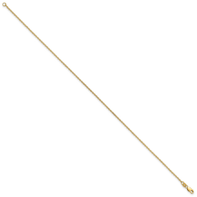 14K Yellow Gold 1.4 mm Polished Chain Anklet, Solid