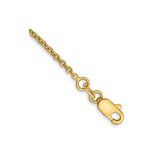 14K Yellow Gold 1.4 mm Polished Chain Anklet, Solid detail view