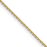 14K Yellow Gold 1.2 mm Polished Chain Necklace, Solid detail view