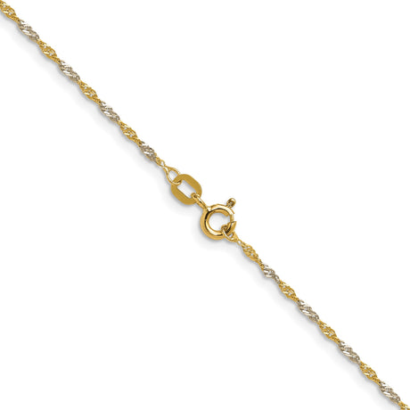 14K Yellow Gold 1.4 mm Singapore Chain Necklace, Polished alternate angle
