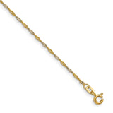 14K Yellow Gold 1.4 mm Singapore Chain Necklace, Polished detail view
