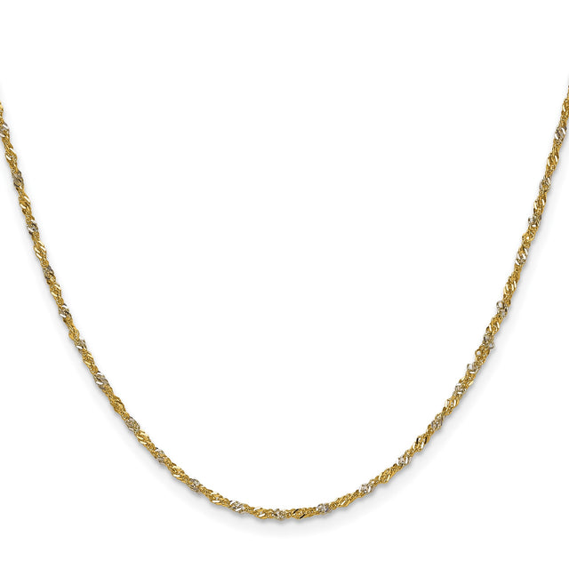 14K Yellow Gold 1.65 mm Singapore Chain Necklace, Polished
