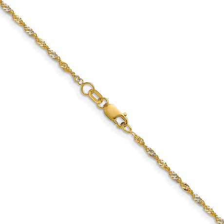 14K Yellow Gold 1.65 mm Singapore Chain Necklace, Polished alternate angle