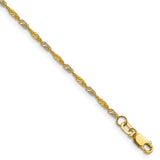 14K Yellow Gold 1.65 mm Singapore Chain Anklet, Polished shown for scale