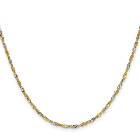 14K Yellow Gold 1.9 mm Singapore Chain Necklace, Polished