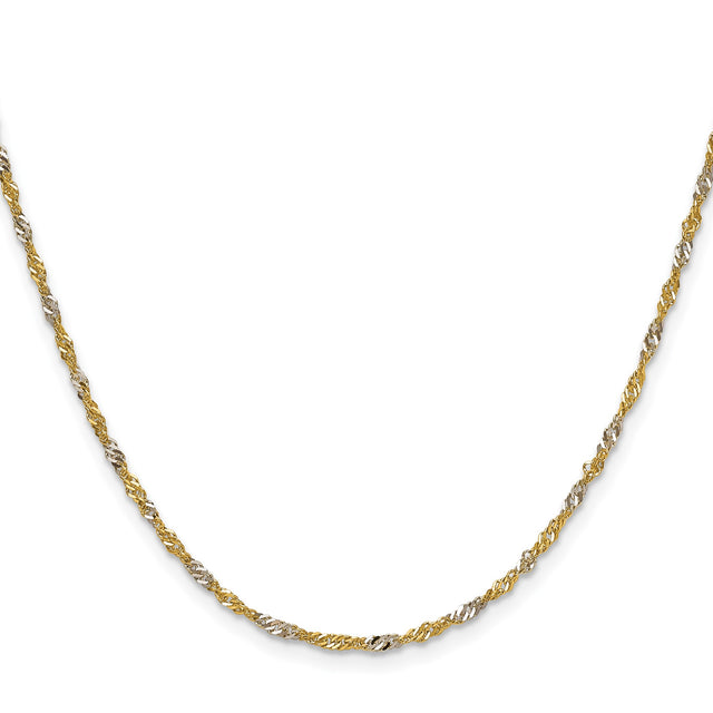14K Yellow Gold 1.9 mm Singapore Chain Necklace, Polished